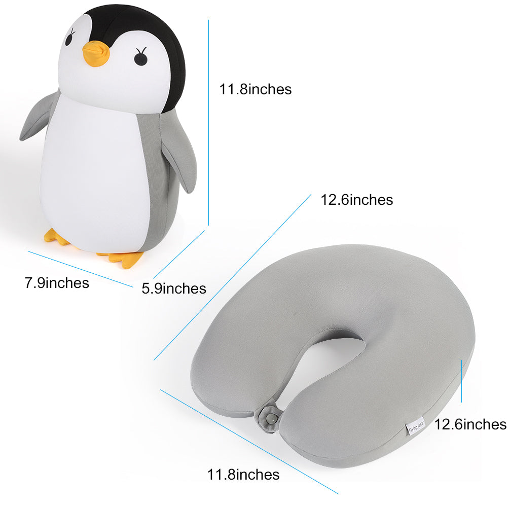 2-in-1 Deformable Sperm Whale Travel Neck Pillow, Pink, U-Shaped for Airplane & Car Support