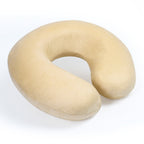 Beige Memory Foam Travel Neck Pillow - Soft U-Shaped Support Pillow for Airplane & Car
