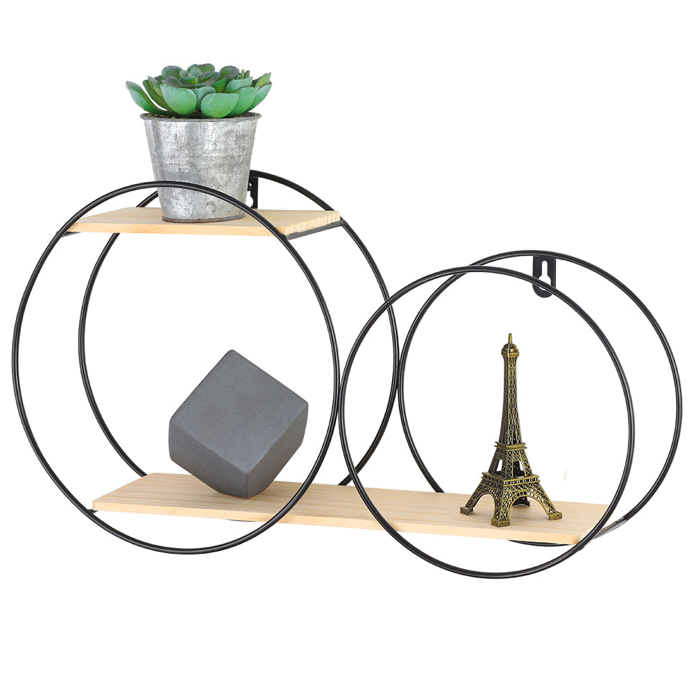 Decorative Gold Circle Wall Shelf - 2-Tier Floating Rack for Living Room & Bathroom