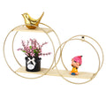 Decorative Gold Circle Wall Shelf - 2-Tier Floating Rack for Living Room & Bathroom