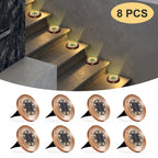8 Pack Solar In-Ground Lights, Bronze 8-LED Waterproof Disc Lights, Auto On/Off Solar Landscape Lights for Pathway, Yard, Patio, Walkway