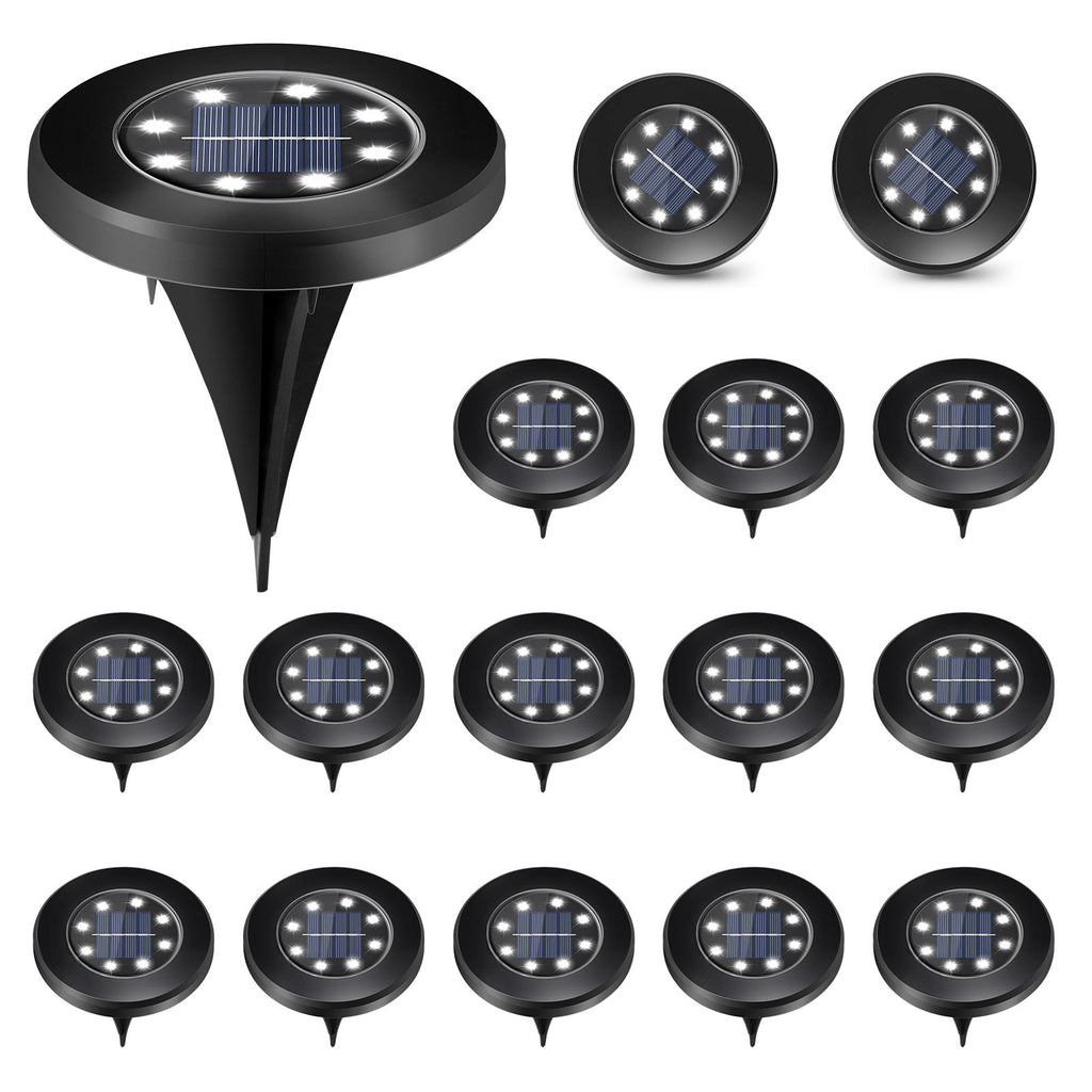 16 Pack Solar Lights Outdoor, 8LED Solar Ground Lights, Pathway Solar Garden Lights Landscape Lighting, In Ground Lights for Pathway, Patio, Lawn, Deck, Driveway, Walkway (Cool White)
