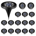 16 Pack Solar Lights Outdoor, 8LED Solar Ground Lights, Pathway Solar Garden Lights Landscape Lighting, In Ground Lights for Pathway, Patio, Lawn, Deck, Driveway, Walkway (Cool White)