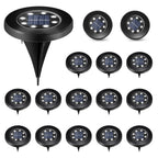 16 Pack Solar Lights Outdoor, 8LED Solar Ground Lights, Pathway Solar Garden Lights Landscape Lighting, In Ground Lights for Pathway, Patio, Lawn, Deck, Driveway, Walkway (Cool White)