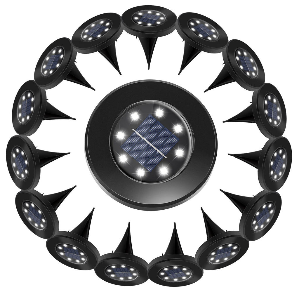 16 Pack Solar Lights Outdoor, 8LED Solar Ground Lights, Pathway Solar Garden Lights Landscape Lighting, In Ground Lights for Pathway, Patio, Lawn, Deck, Driveway, Walkway (Cool White)