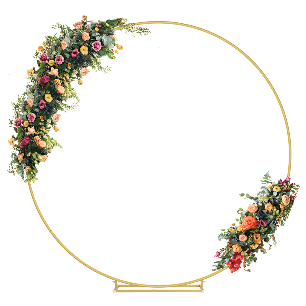6.6ft Wreath Stand, Photographic Background Stand, Metal Circle Balloon Arch Kit, Suitable for Wedding, Party Background Decoration, Birthday Anniversary, Bridal Decoration, Gold, White