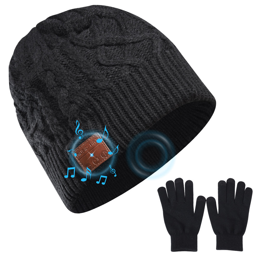 Washable Bluetooth 5.1 Beanie with Buttons Control, Fleece Lined Warm Knitted Music Hat, HiFi Stereo Bluetooth Headphone Hat with Mic for Call, Winter Outdoor Ski Jogging Hat