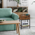 Nightstand with Charging Station - 2-Tier End Table with Drawer & USB Ports for Bedroom