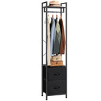 Heavy Duty Garment Rack (3 Tiers) - Freestanding Clothing Rack with 2 Fabric Drawers & Storage Shelves