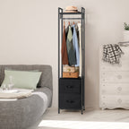 Heavy Duty Garment Rack (3 Tiers) - Freestanding Clothing Rack with 2 Fabric Drawers & Storage Shelves