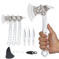 Throwing Axe & Knife Set with Sheaths, 10in Stainless Steel Hatchets for Backyard Games & Competition