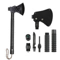 Multitool Camping Survival Axe, 18" Tactical Hatchet with Hammer, Compass, Knife, Flint, Whistle, Portable Emergency Tool for Hiking, Backpacking & Hunting