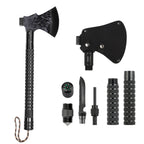 Multitool Camping Survival Axe, 18" Tactical Hatchet with Hammer, Compass, Knife, Flint, Whistle, Portable Emergency Tool for Hiking, Backpacking & Hunting