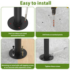 Single Post Outdoor Stair Handrail - Wrought Iron Transitional Porch Railing for 1-2 Steps, Black