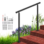 Step Hand Rails for Outdoor Steps, Black Handrail Indoor Stair Railing Kit, Outdoor Stair Railing Kit for Porch Railing Deck Hand Rail