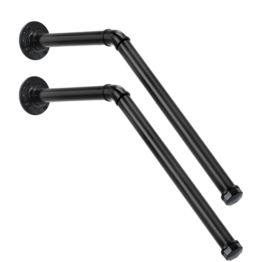 Indoor Outdoor Wall Mounted Stair Handrail for 1-3 Steps, Black Metal Staircase Safety Rail with Grip Bar for Porch Patio Garage Garden Entryway
