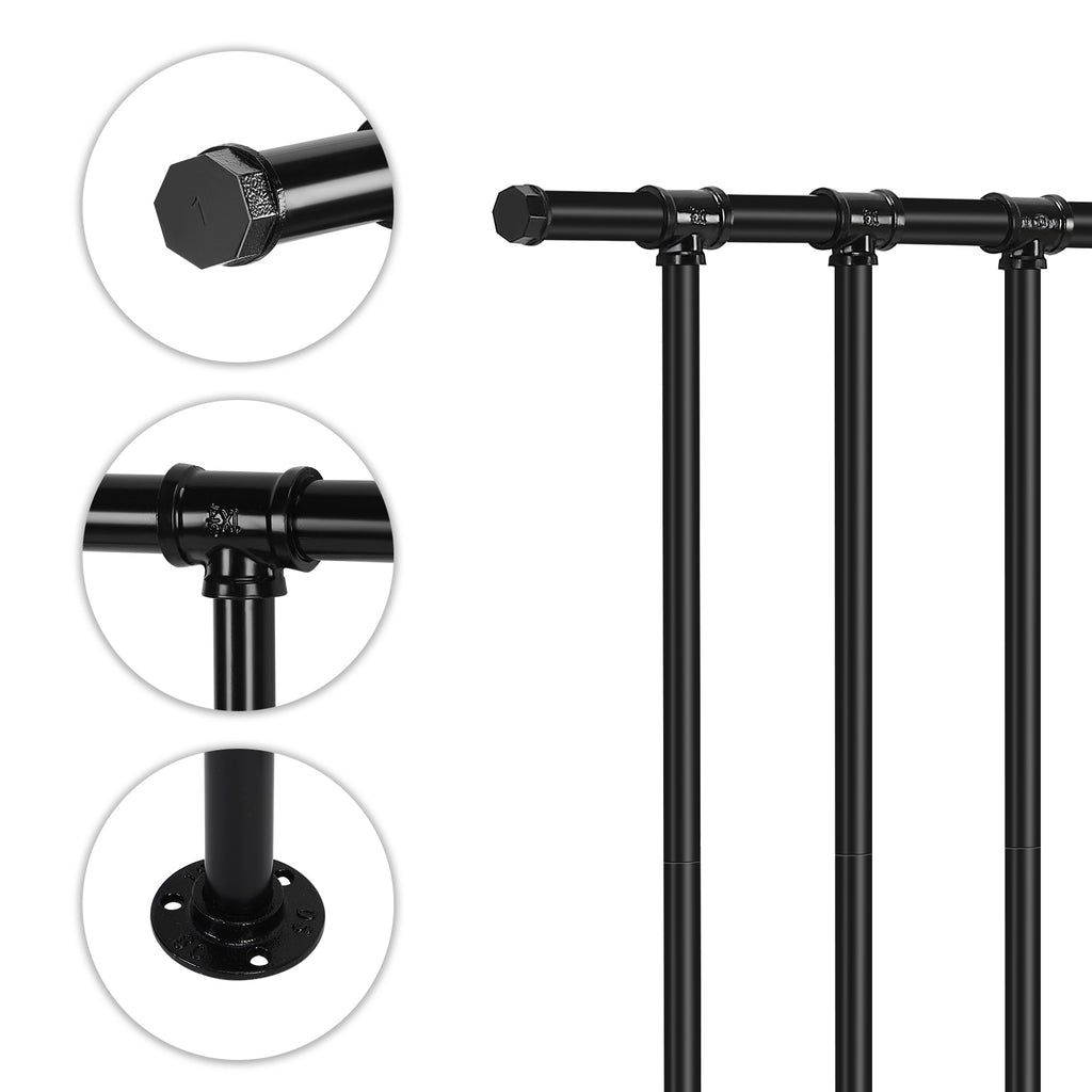 Deck Railing Kit (34 in H x 4 ft W) - Wrought Iron Flat Metal Porch Guard Rail with Balusters
