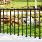 Deck Railing Kit (34 in H x 4 ft W) - Wrought Iron Flat Metal Porch Guard Rail with Balusters