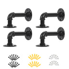 4/6/8 Pack Industrial Pipe Shelf Brackets, Cast Iron Elbow Shelving Brackets for DIY Floating Shelves, Heavy Duty Wall Mount Brackets, Black,