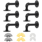 4/6/8 Pack Industrial Pipe Shelf Brackets, Cast Iron Elbow Shelving Brackets for DIY Floating Shelves, Heavy Duty Wall Mount Brackets, Black,