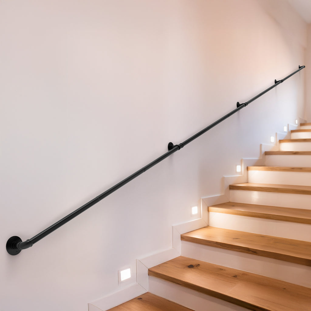 Industrial Pipe Handrail | Heavy-Duty Wall-Mounted Safety Rail for Indoor & Outdoor Steps