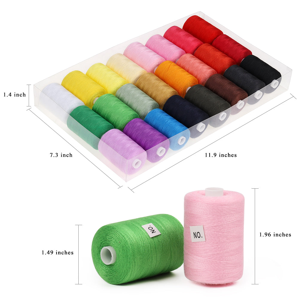 24 Colors Sewing Thread Spools Kit, All-Purpose Multiple Colors Thread Set for Sewing Machine, Hand Sewing, DIY Crafts & Beginners