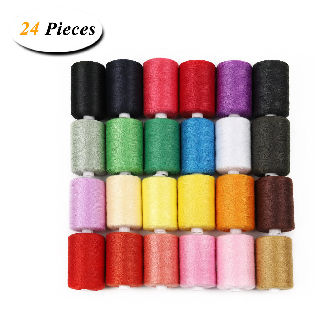24 Colors Sewing Thread Spools Kit, All-Purpose Multiple Colors Thread Set for Sewing Machine, Hand Sewing, DIY Crafts & Beginners