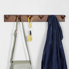 Rustic Dark Wood Peg Coat Hooks Set of 2, 6-Peg Wall Mount Hanging Rack, Farmhouse Wall Coat Hanger for Entryway Mudroom Towels Umbrellas Scarves