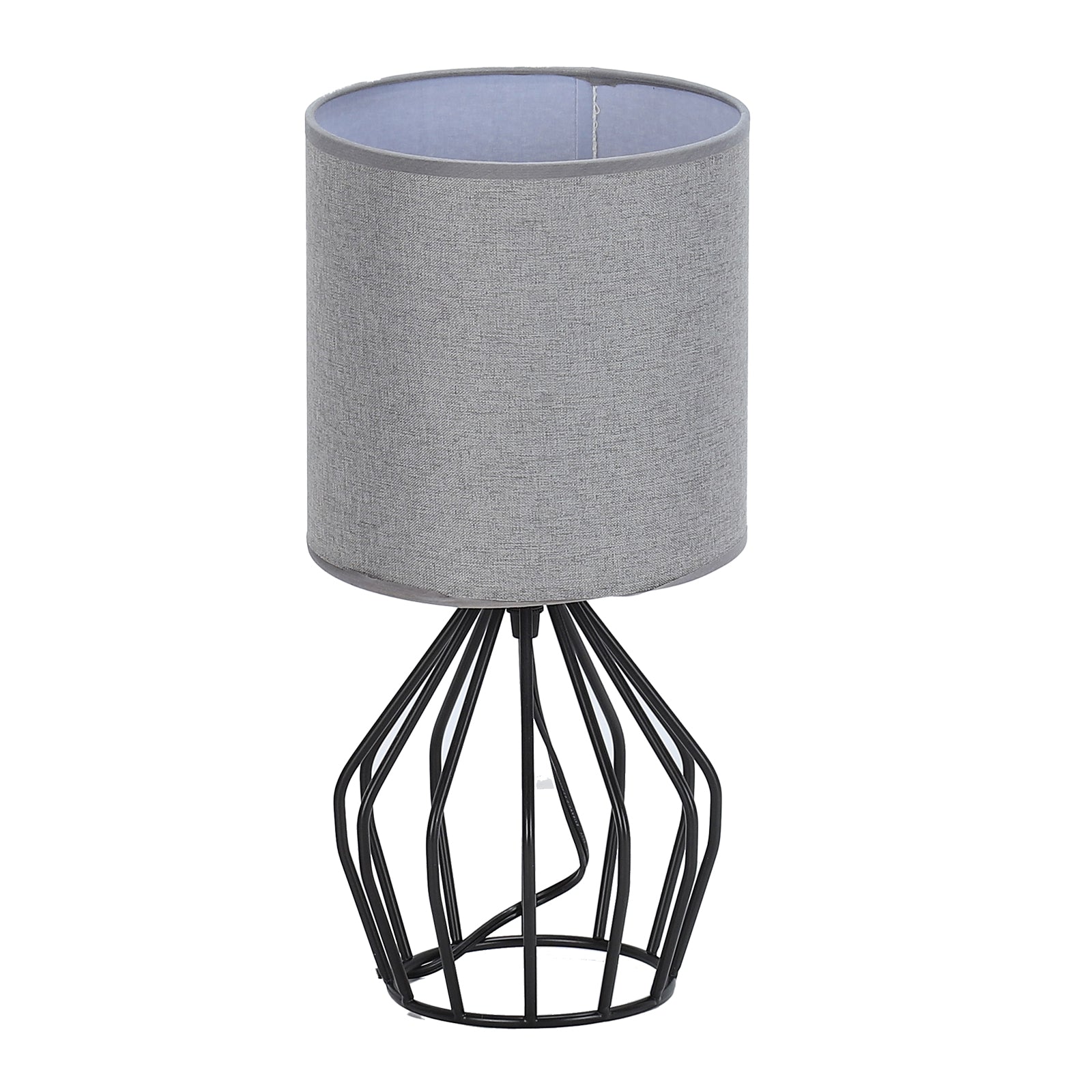 Aura Cage Bedside Lamp | Modern Minimalist Accent Light with Linen Shade