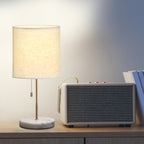Bedside Table Lamp with Marble Base - Small Modern Nightstand Lamp for Bedroom, Office, Gold