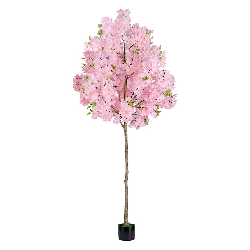 6FT Artificial Cherry Blossom Tree, 1.8M Tall Fake Pink Cherry Blossom Tree with Pot, Faux Floral Tree for Indoor Outdoor Home Wedding Party Decor