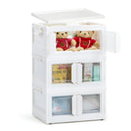 3 Pack Foldable Storage Bins with Lids & Wheels, Stackable Plastic Storage Boxes with Clear Doors, Collapsible Organizer Containers for Bedroom, Closet, Toys, Clothes, White