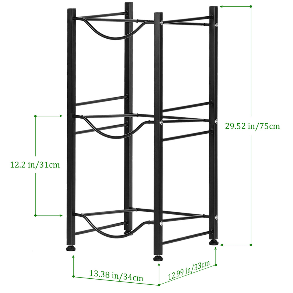 3-Tier Heavy Duty 5-Gallon Water Bottle Holder - Detachable Black Steel Storage