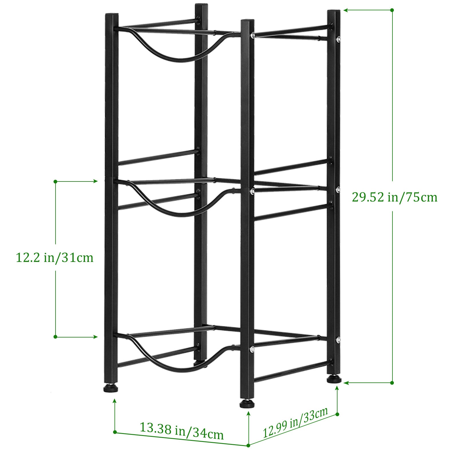 3-Tier Heavy Duty 5-Gallon Water Bottle Holder - Detachable Black Steel Storage
