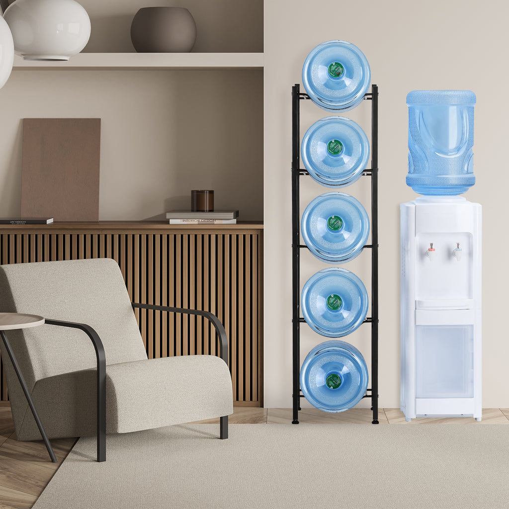 5-Tier Heavy Duty Water Cooler Jug Rack - 5 Gallon Water Bottle Storage Stand