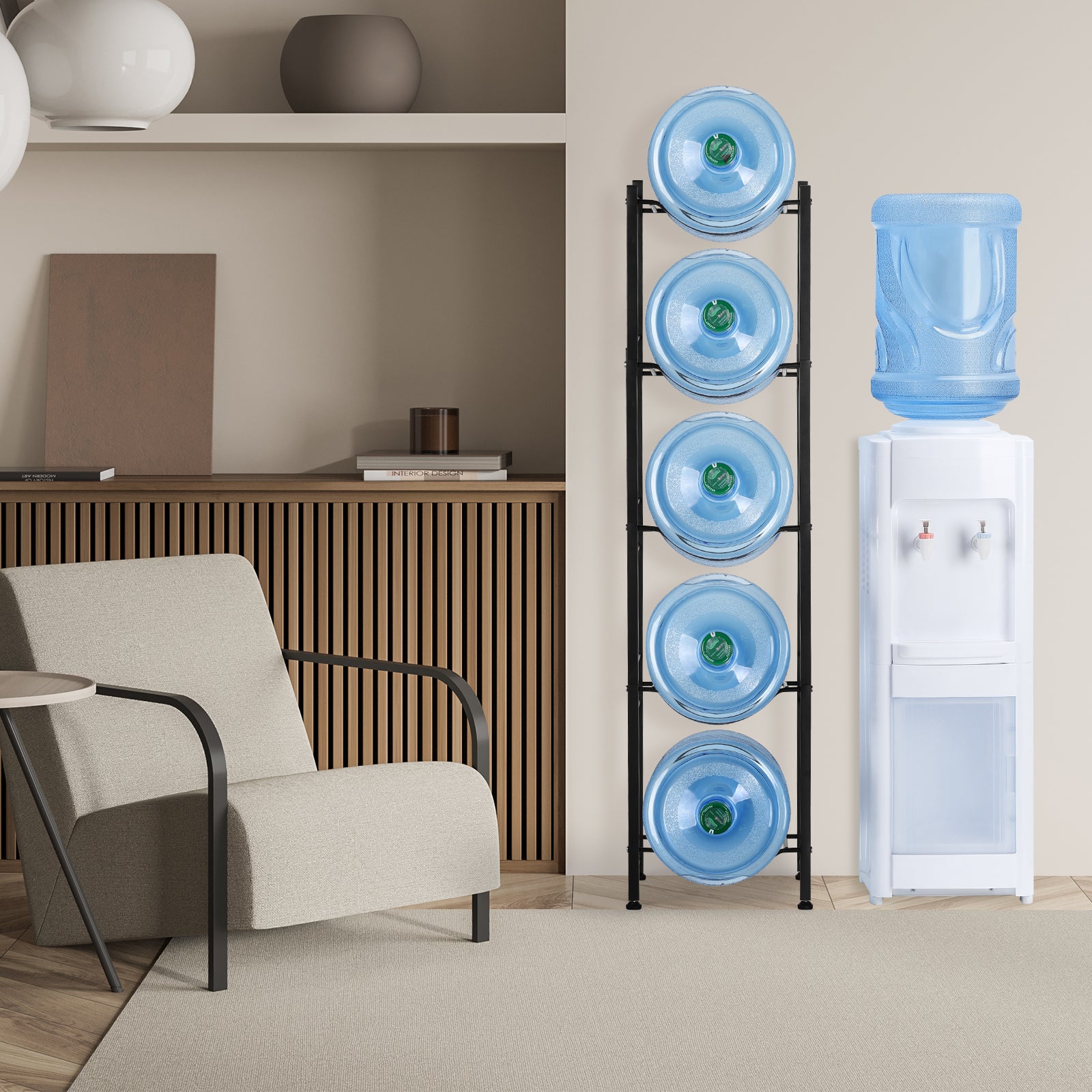 5-Tier Heavy Duty Water Cooler Jug Rack - 5 Gallon Water Bottle Storage Stand