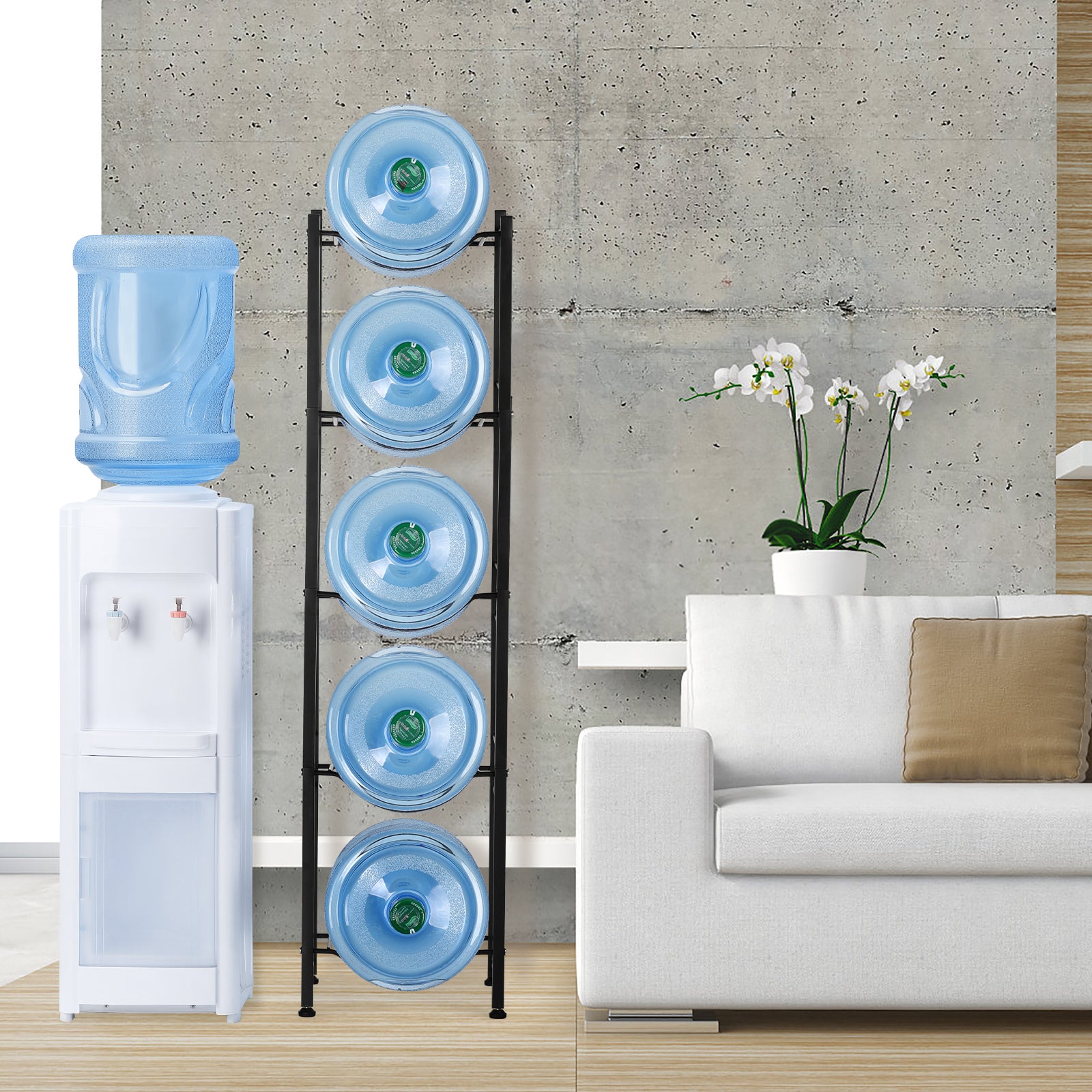 5-Tier Heavy Duty Water Cooler Jug Rack - 5 Gallon Water Bottle Storage Stand