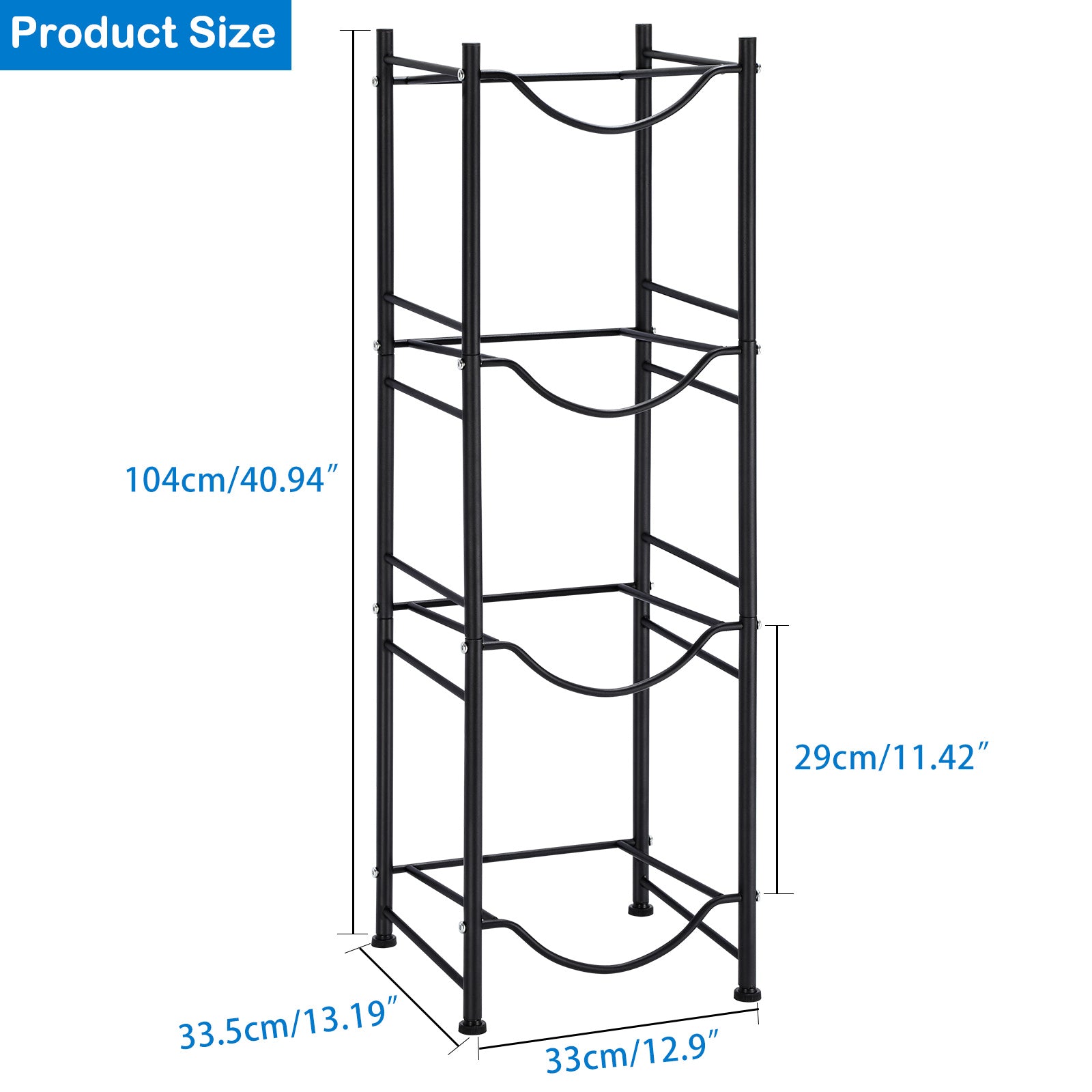 4-Tier 5-Gallon Water Jug Holder - Heavy Duty Detachable Vertical Storage Rack, (Holds 5 Bottles)