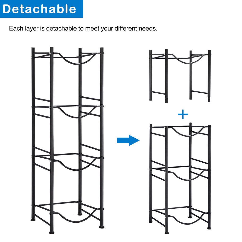 4-Tier 5-Gallon Water Jug Holder - Heavy Duty Detachable Vertical Storage Rack, (Holds 5 Bottles)