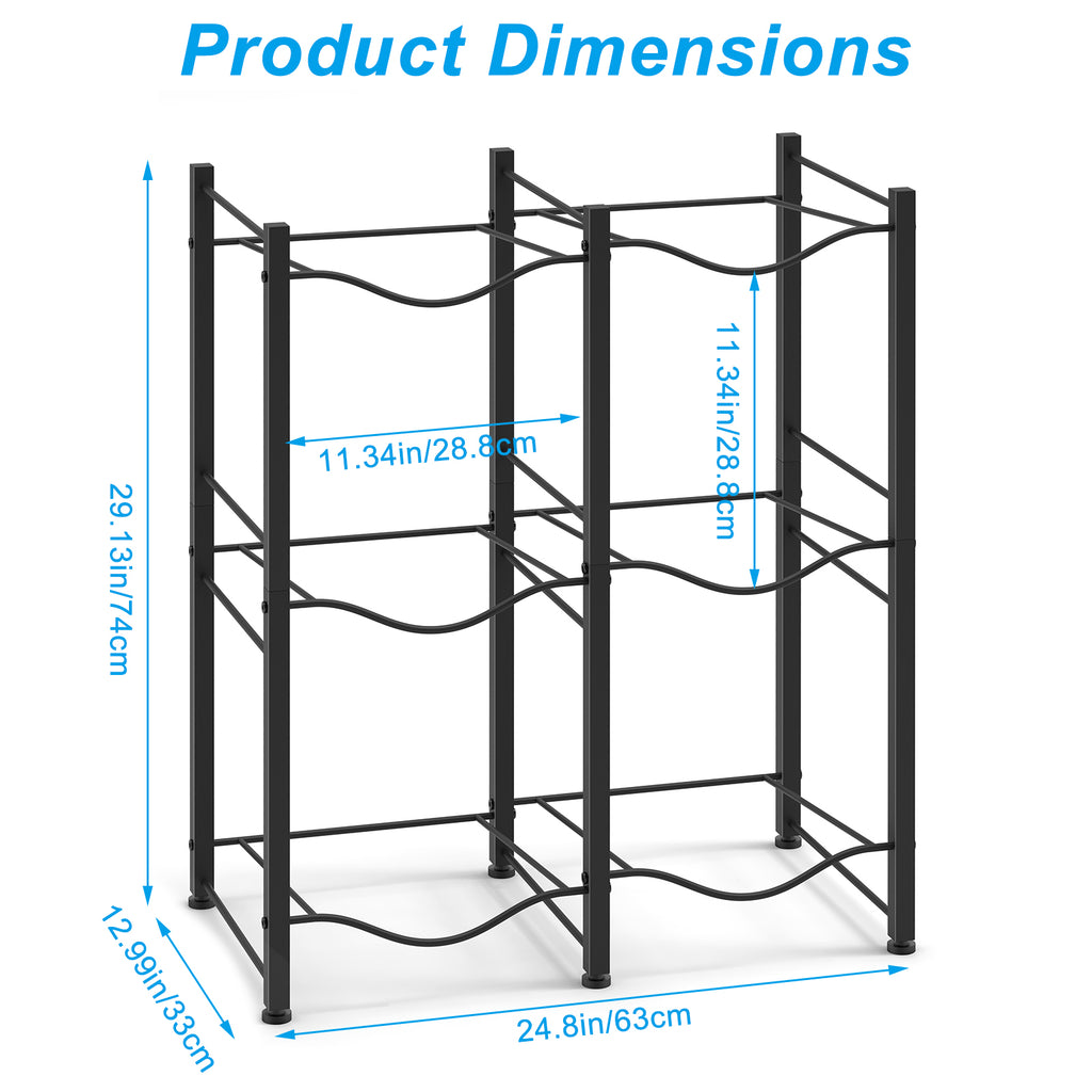3 Tier 5-Gallon Water Bottle Holder - Double Row Heavy Duty Water Cooler Jug Rack (6 Slots)