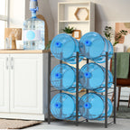 3 Tier 5-Gallon Water Bottle Holder - Double Row Heavy Duty Water Cooler Jug Rack (6 Slots)
