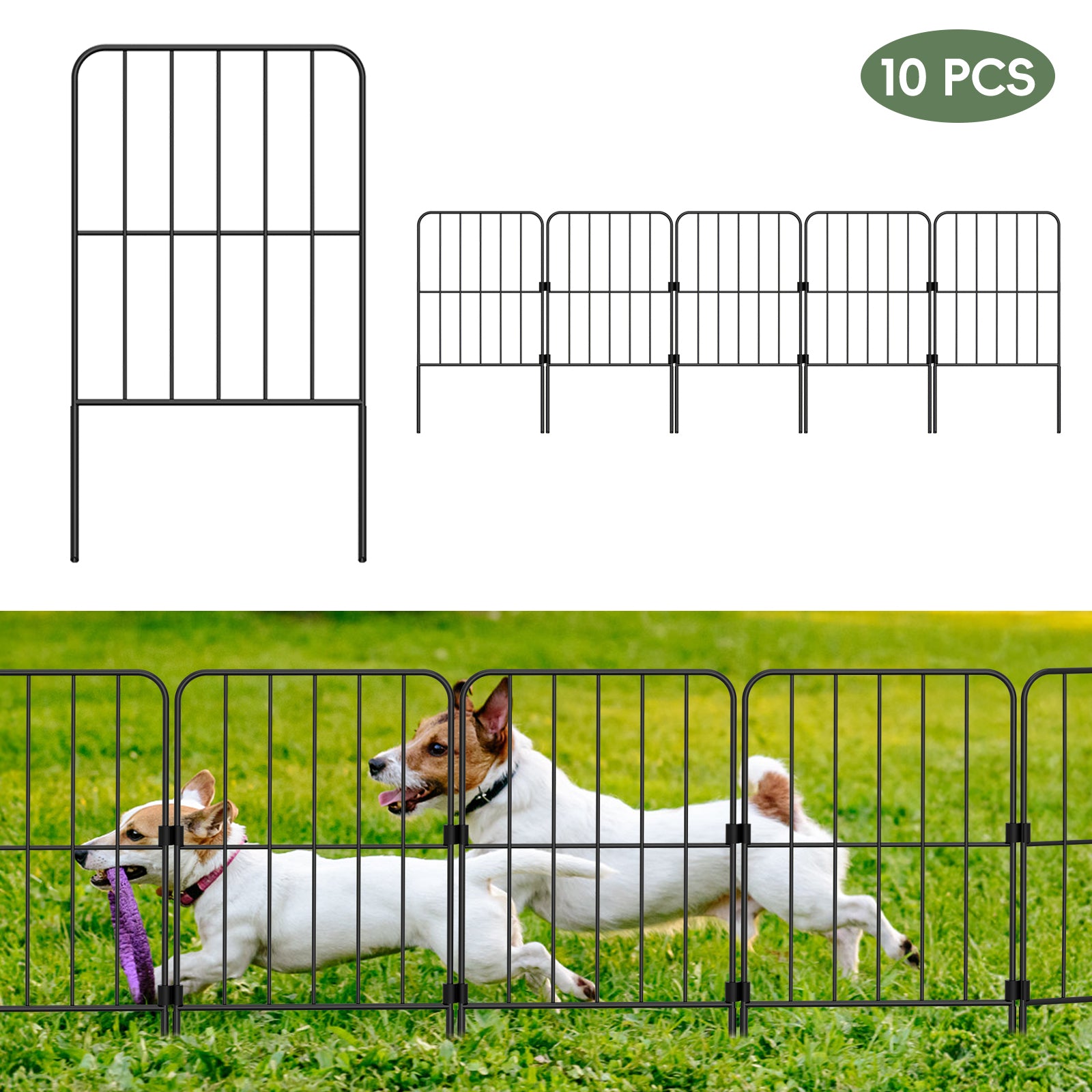 Square Decorative Garden Fence - 24in H x 10ft L Rustproof Metal Wire Border