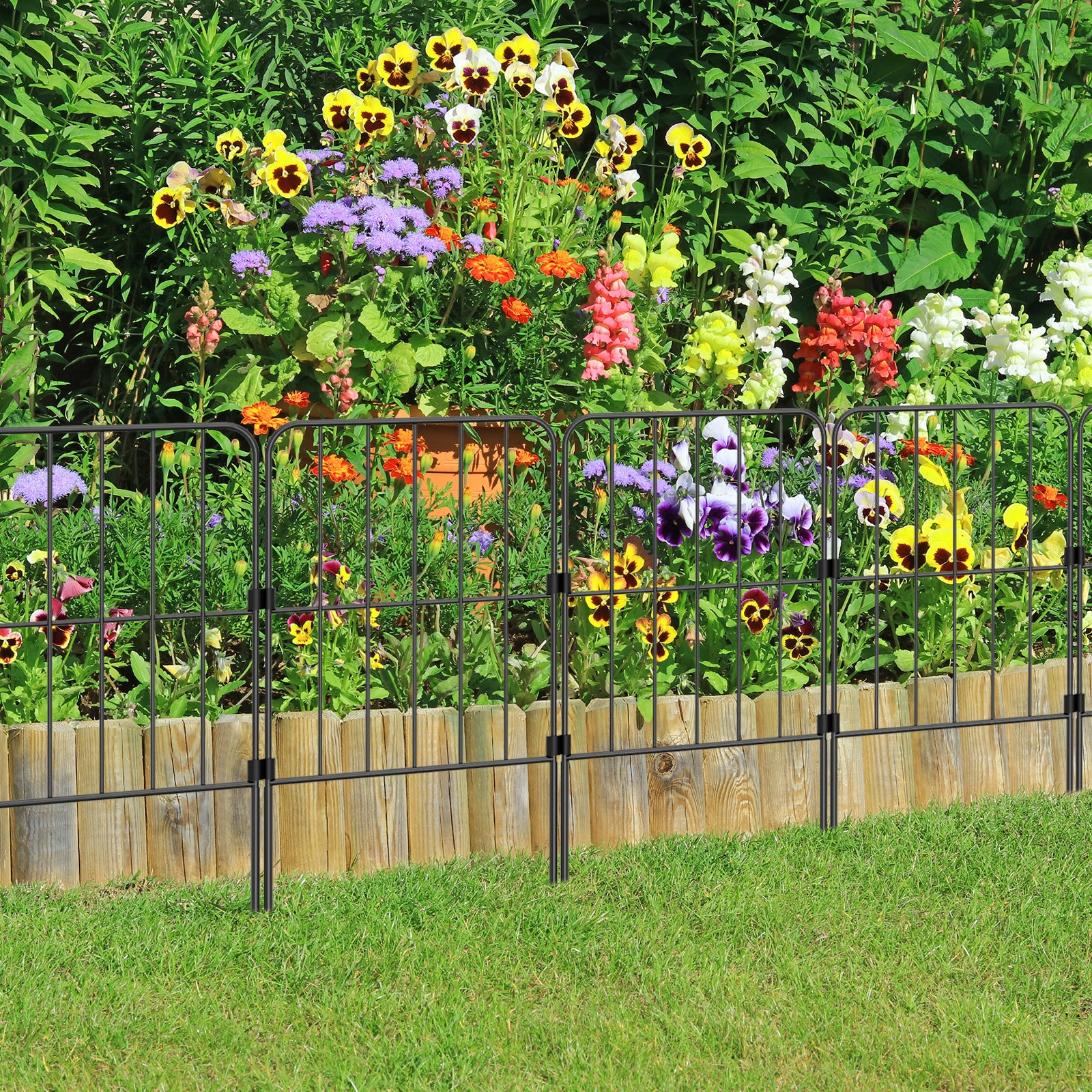 Square Decorative Garden Fence - 24in H x 10ft L Rustproof Metal Wire Border