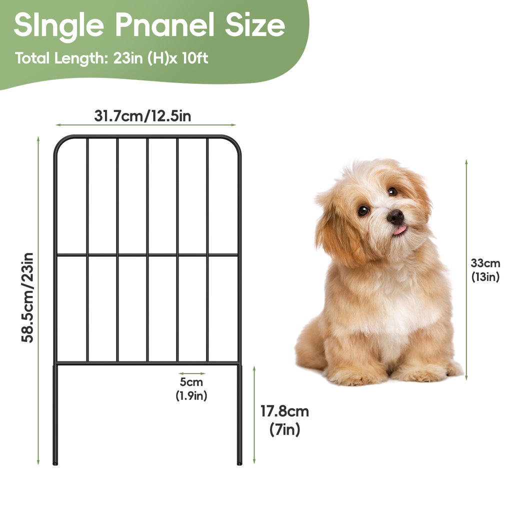Square Decorative Garden Fence - 24in H x 10ft L Rustproof Metal Wire Border