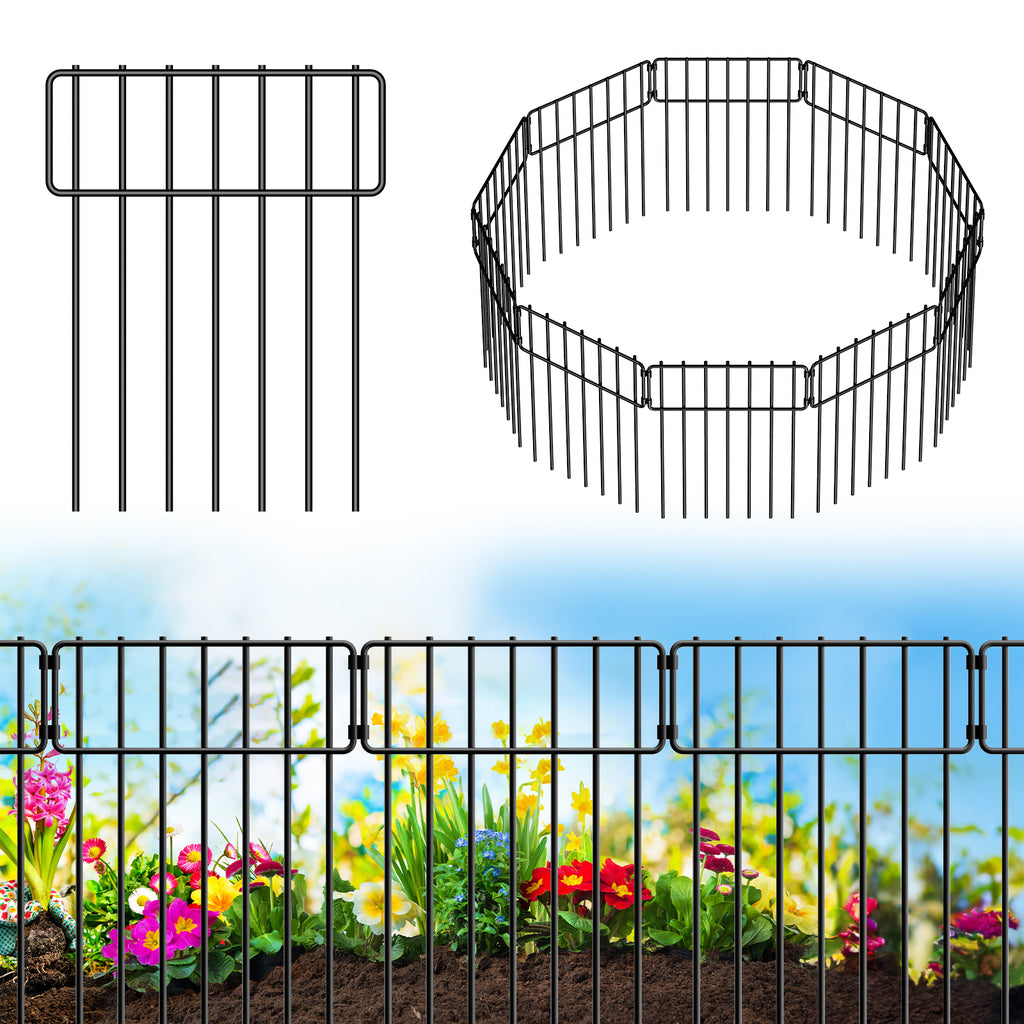 20 Pack No-Dig Garden Animal Barrier Fence - 16.7in H x 20.8ft L Rustproof Metal Wire for Dogs & Rabbits