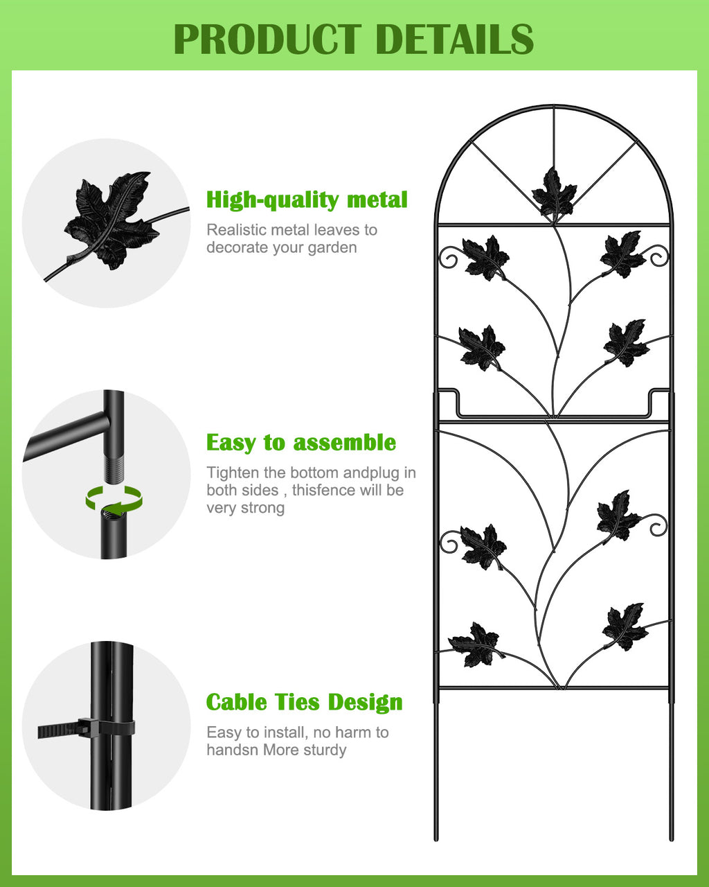 15 Pack Tall Decorative Garden Fence - 38in H x 16ft L Rustproof Metal Wire Border for Dogs