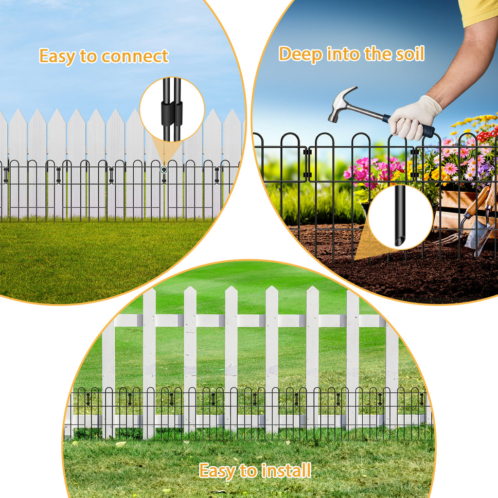 No-Dig Animal Barrier Garden Fence - 17in H Decorative Metal Wire Panels