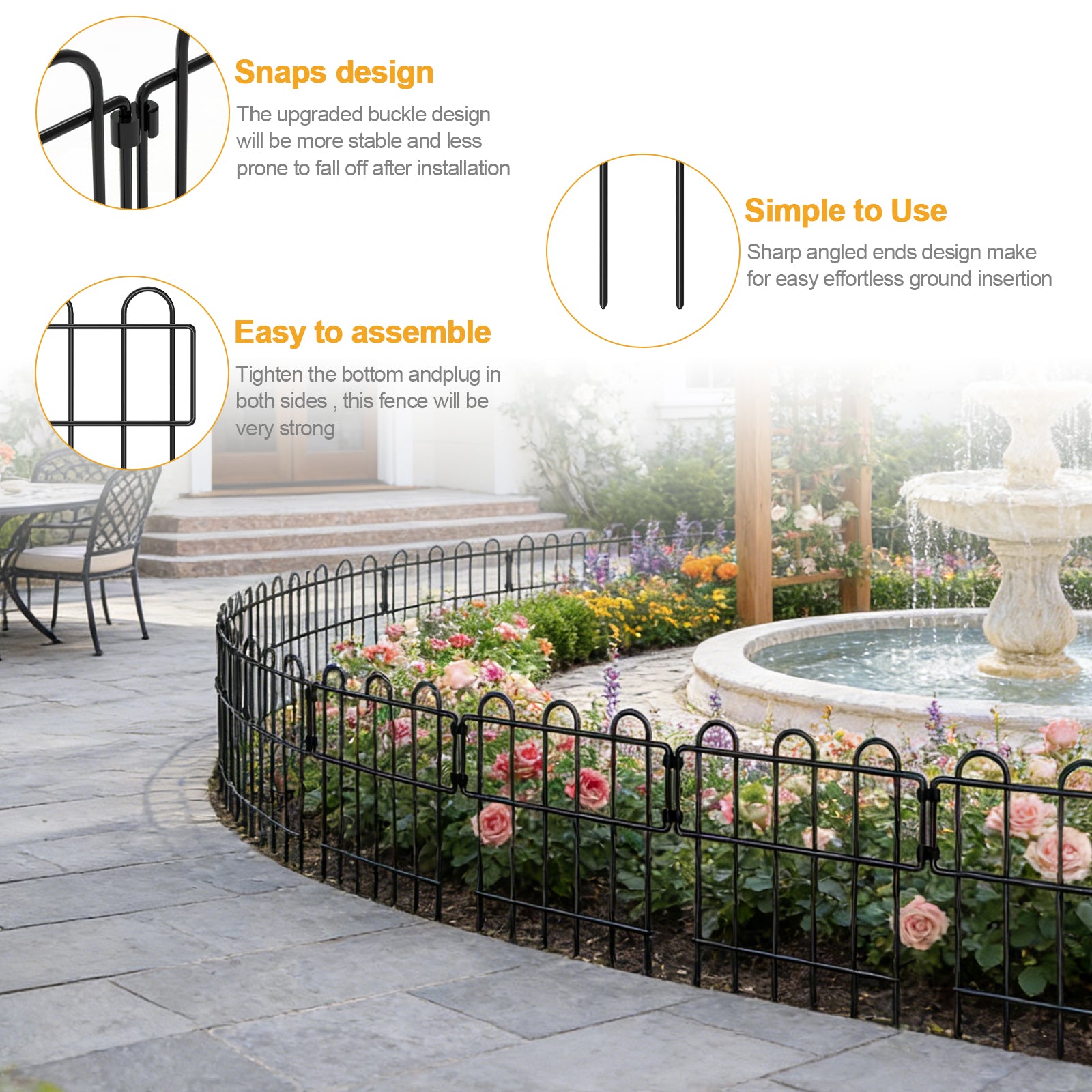 No-Dig Animal Barrier Garden Fence - 17in H Decorative Metal Wire Panels