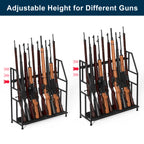 Floor Standing Gun Rack - Heavy Duty Wooden Rifle and Shotgun Display Stand (Holds 10 Long Guns)