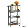 4-Tier Slim Storage Trolley Cart - Narrow Rolling Organizer Unit on Wheels, Mesh Baskets